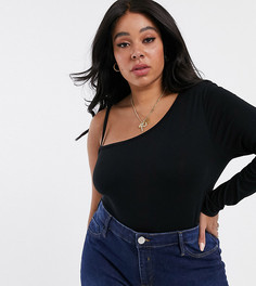 Черный топ на одно плечо ASOS DESIGN Curve