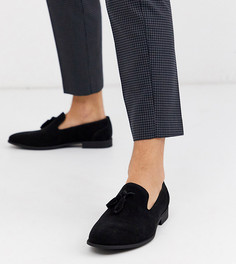 Черные лоферы из искусственной замши для широкой стопы с кисточками ASOS DESIGN-Черный