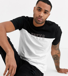 Футболка колор блок с вышивкой на груди ASOS DESIGN Tall-Белый
