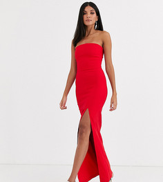 Красное платье-бандо макси с разрезом на юбке Vesper Tall-Красный