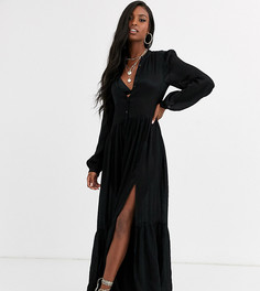 Черное ярусное платье-рубашка макси Missguided Tall-Черный