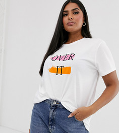 Футболка из органического хлопка с ярким принтом "over it" ASOS DESIGN Curve-Белый