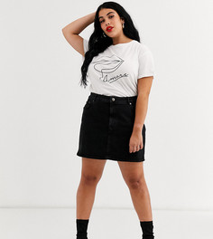 Черная джинсовая юбка с завышенной талией ASOS DESIGN Curve-Черный