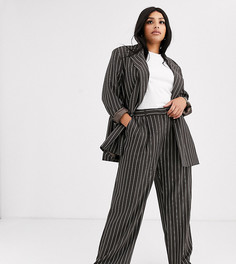 Брюки в тонкую полоску в мужском стиле ASOS DESIGN Curve-Мульти
