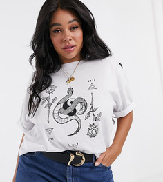 Oversize-футболка со змеиным принтом ASOS DESIGN Curve-Черный