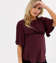 Бордовая блузка с расклешенными рукавами Topshop Maternity-Красный