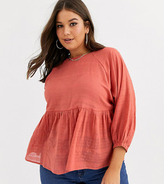 Фактурный топ с длинными рукавами "летучая мышь" ASOS DESIGN Curve-Бесцветный