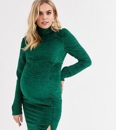 Бархатное облегающее платье зеленого цвета Fashion Union Maternity-Зеленый