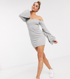 Серое меланжевое платье-свитшот мини с открытыми плечами ASOS DESIGN-Серый
