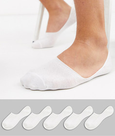 5 пар белых невидимых носков New Look-Белый