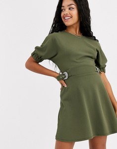 Платье мини цвета хаки с пряжкой ASOS DESIGN-Зеленый