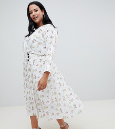 Платье макси с пуговицами по бокам и цветочным принтом ASOS DESIGN Curve-Мульти