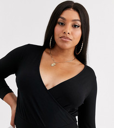 Черное боди с запахом ASOS DESIGN Curve-Черный