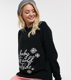 Новогодний джемпер с надписью "baby its cold ouside" ASOS DESIGN Maternity-Черный