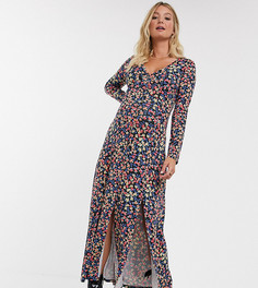 Чайное платье макси с длинными рукавами и пуговицами ASOS DESIGN Maternity-Мульти
