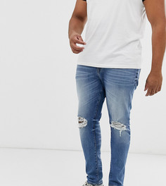Синие джинсы скинни с рваными коленями из денима 12.5oz от ASOS DESIGN Plus-Синий