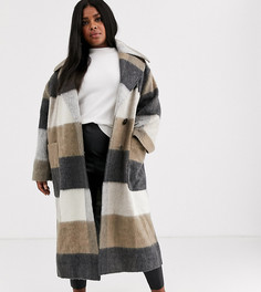 Oversize-пальто макси в клетку ASOS DESIGN Curve-Мульти