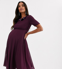 Декорированное платье миди с кроп-топом ASOS DESIGN Maternity-Фиолетовый
