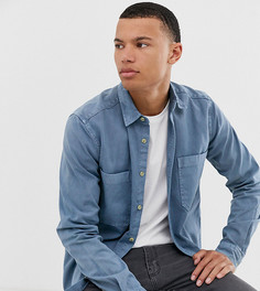 Синяя выбеленная рубашка навыпуск с двумя карманами ASOS DESIGN Tall-Синий