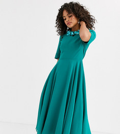 Платье миди с кроп-топом и отделкой ASOS DESIGN Tall-Зеленый