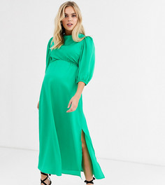 Атласное платье миди ASOS DESIGN Maternity-Зеленый