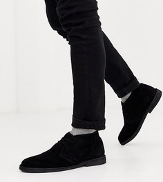 Черные замшевые ботинки чукка для широкой стопы ASOS DESIGN-Черный