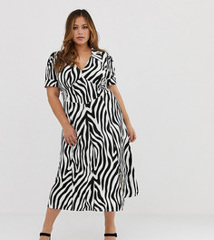 Чайное платье миди со звериным принтом ASOS DESIGN Curve-Мульти