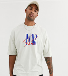 Oversize-футболка с принтом на груди ASOS DESIGN Tall-Серый