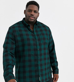 Рубашка в зеленую и черную клетку River Island Big & Tall-Зеленый