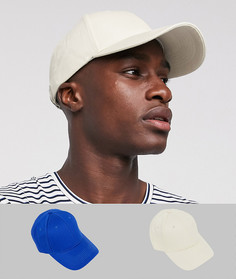 2 бейсболки (кобальтовая/кремовая) ASOS DESIGN-Мульти