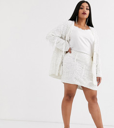 Мини-юбка с бахромой из бисера ASOS EDITION Curve-Белый