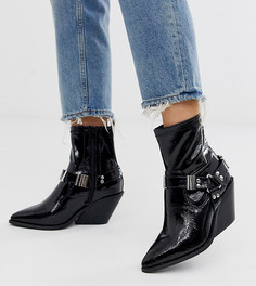 Черные лакированные ботильоны для широкой стопы ASOS DESIGN-Черный