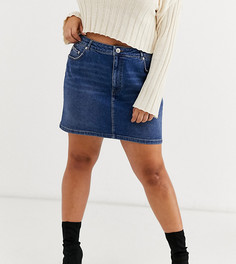 Синяя джинсовая юбка с завышенной талией ASOS DESIGN Curve-Синий