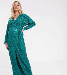 Платье макси с запахом и рукавами "летучая мышь" ASOS DESIGN Maternity-Зеленый