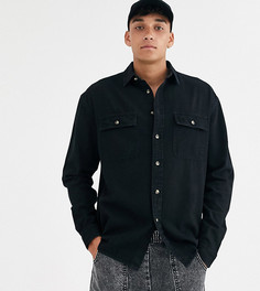 Черная джинсовая oversize-рубашка из органического хлопка с двумя карманами ASOS DESIGN Tall-Черный
