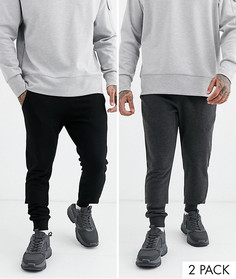 Набор из 2 облегающих джоггеров (черные/темно-серые) ASOS DESIGN-Мульти