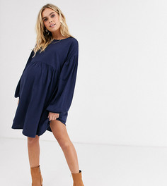 Свободное oversize-платье мини с длинными рукавами ASOS DESIGN Maternity-Темно-синий