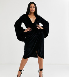 Платье-футляр миди с рукавами-кимоно ASOS DESIGN Curve-Черный