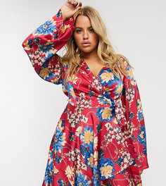 Красное платье мини с запахом Missguided Plus-Красный