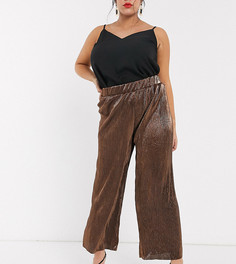 Широкие плиссированные брюки Vero Moda Curve-Медный
