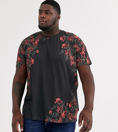 Черная футболка с цветочным принтом Burton Menswear Big & Tall-Черный