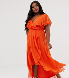 Платье макси с кейпом ASOS DESIGN Curve-Красный