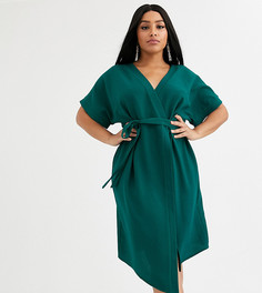 Платье миди с запахом ASOS DESIGN Curve-Зеленый