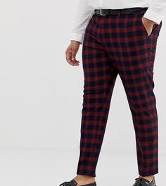 Узкие клетчатые брюки с вафельной фактурой ASOS DESIGN Plus-Темно-синий