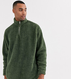 Плюшевый oversized-свитшот цвета хаки ASOS DESIGN Tall-Зеленый