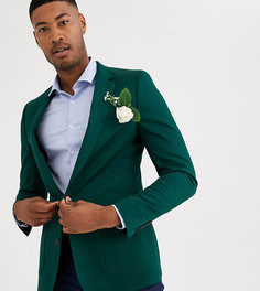 Зеленый хлопковый пиджак приталенного кроя ASOS DESIGN Tall