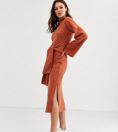 Платье миди с длинными рукавами и круглым вырезом ASOS DESIGN Tall-Красный