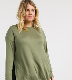 Длинный топ хаки ASOS DESIGN Curve-Зеленый