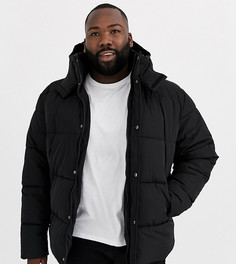 Черная дутая куртка с капюшоном из переработанного материала ASOS DESIGN Plus-Черный
