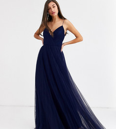 Плиссированное платье макси из тюля ASOS DESIGN Tall-Темно-синий